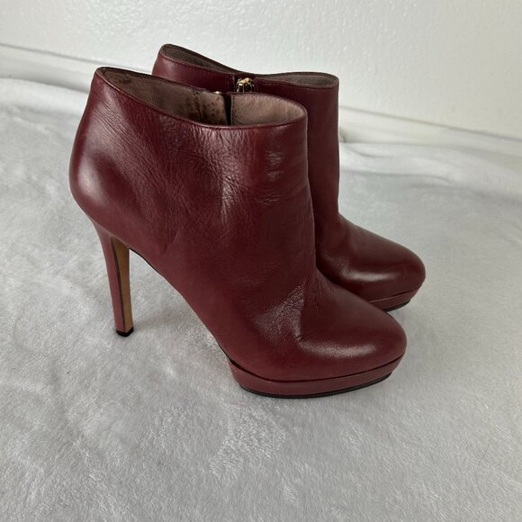 Vince Camuto Brick Burgandy Platform Ankle Boot High Heel Sz US 7 1/2M EU 37 - Picture 1 of 13
